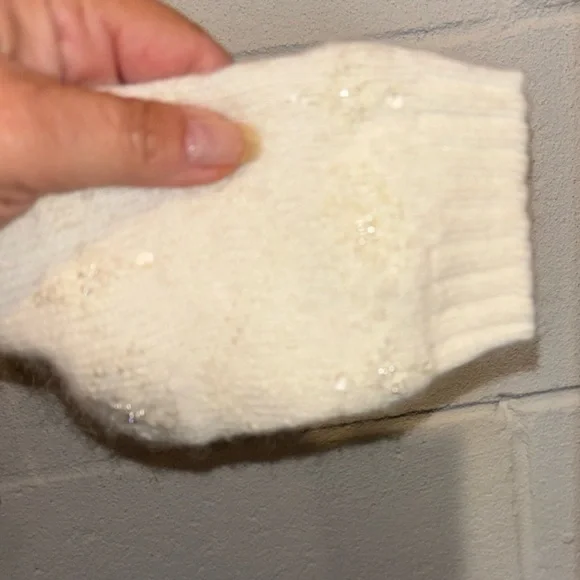 Talbots ivory sequin turtleneck sweater wool cashmere blend - Picture 4 of 9